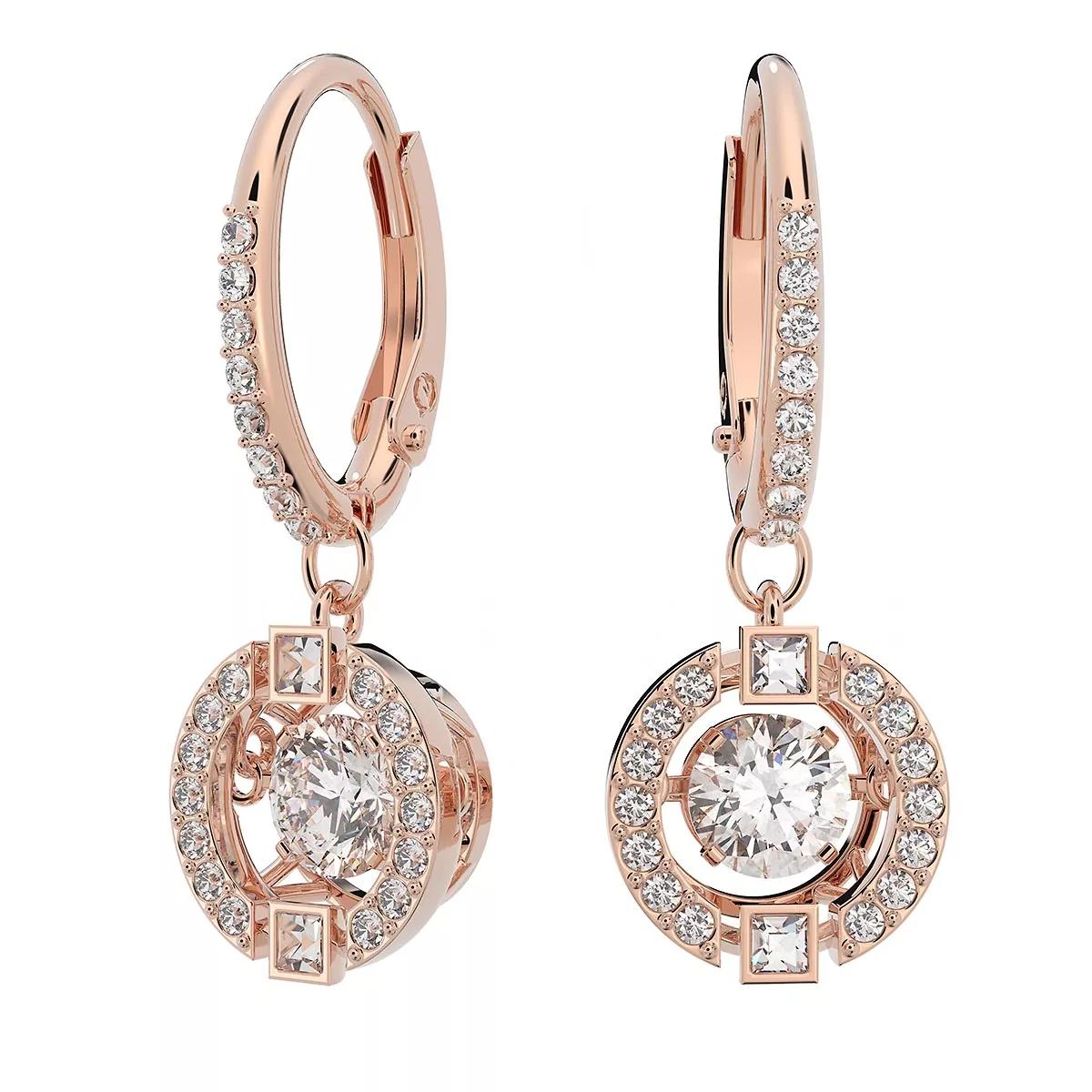 Swarovski Sparkling Dance Drop Round Cut Rose Gold White Creole