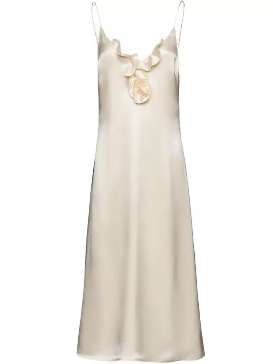 Magda Butrym Silk Slip Midi Dress In Cream Neutrals Fashionette