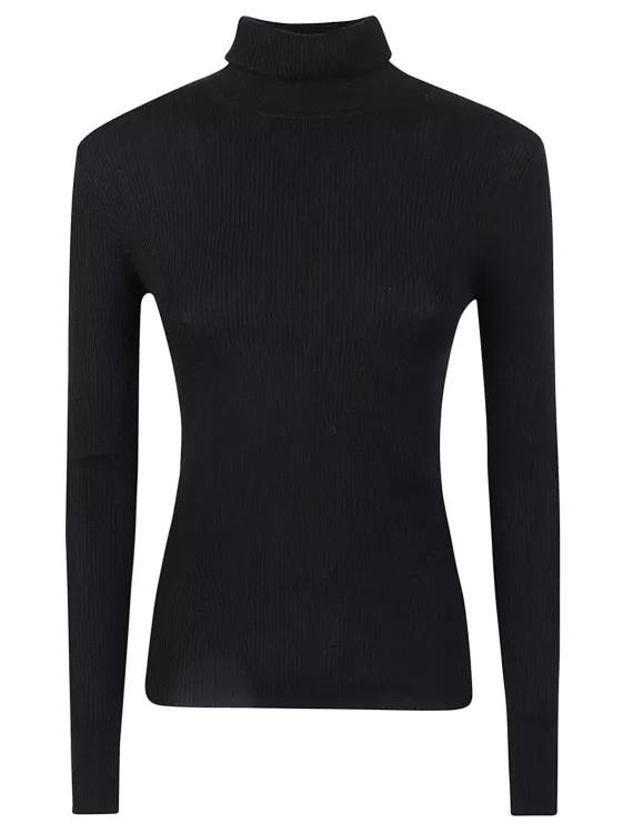 P A R O S H Black Wool Ribbed Knit Jumper Black Wollpullover