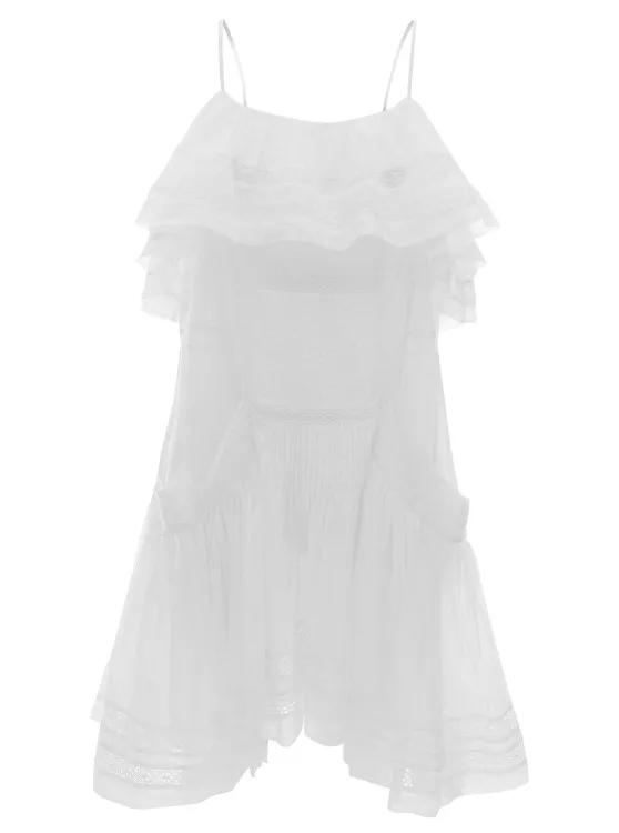 Etoile Isabel Marant White Mini Dress With Broderie Anglaise In Cotton