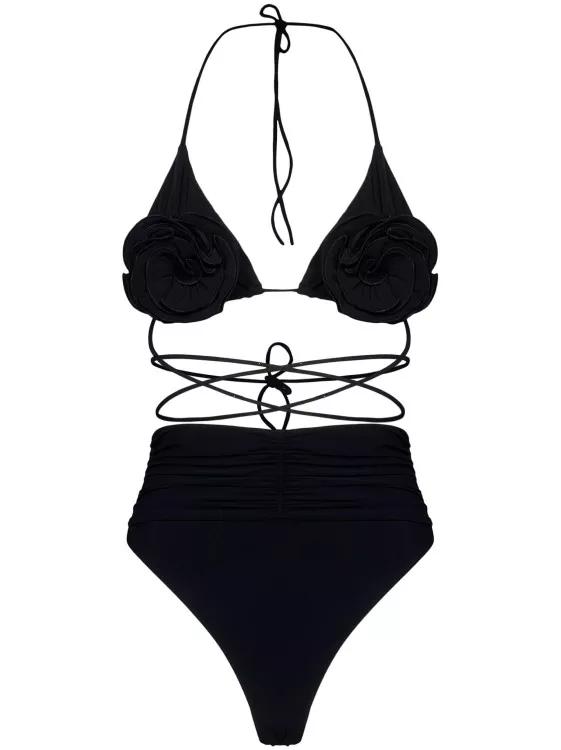 Magda Butrym Black Triangle Top High Waist Bottom Bikini Black