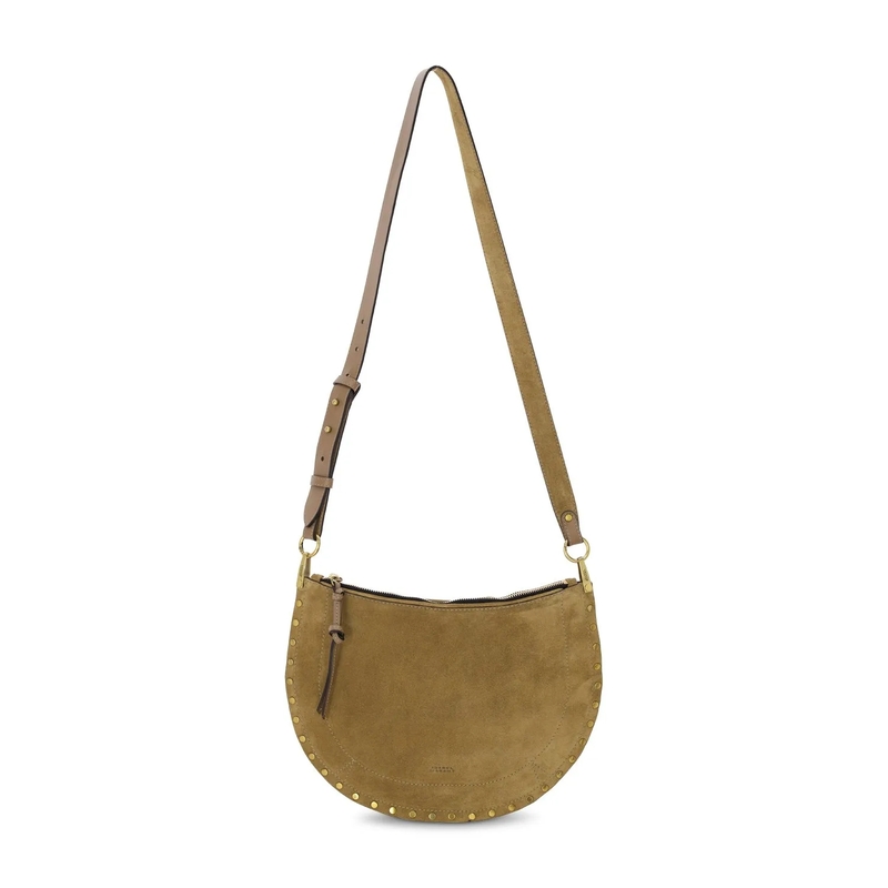 Isabel Marant Schultertasche Halbmondtasche Oskan mit Nieten Dunkelgrün
