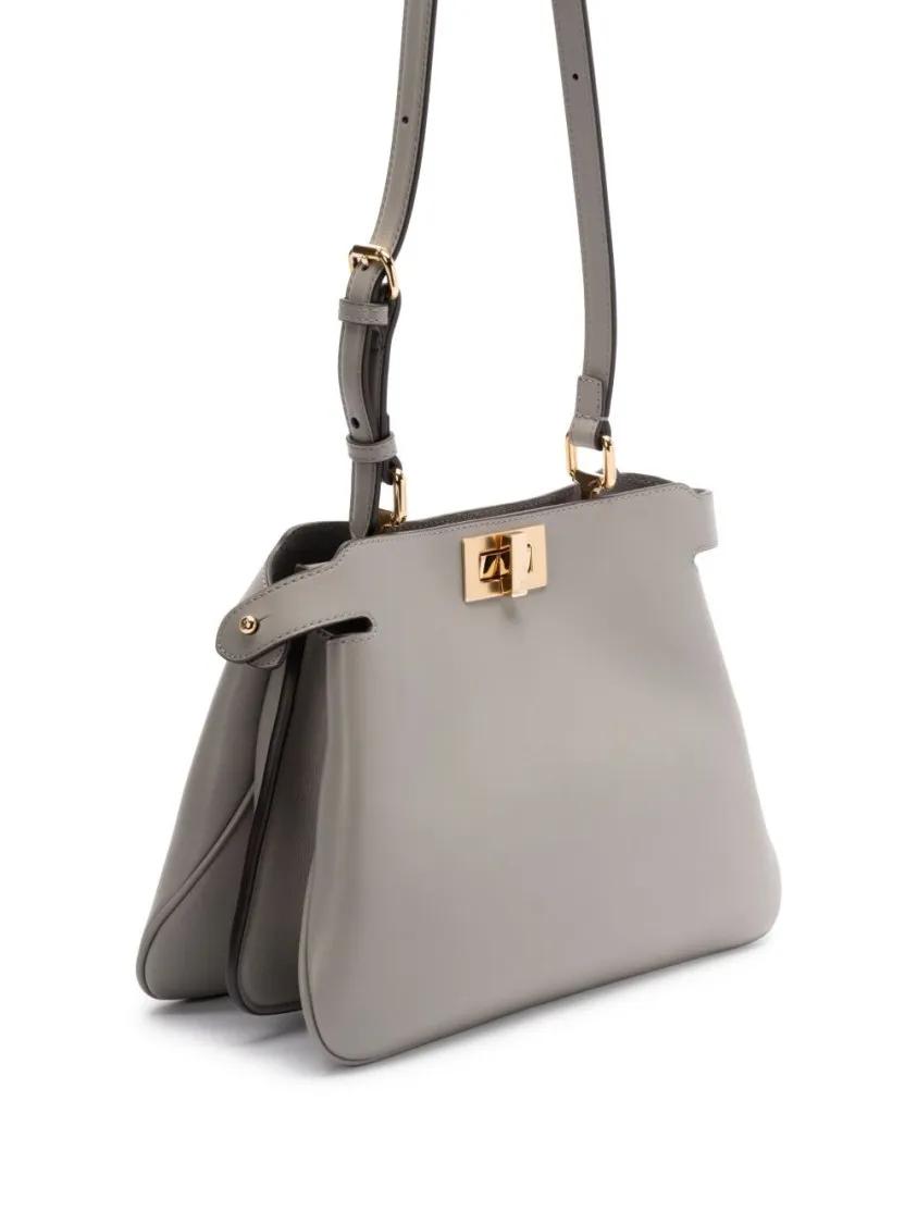 Fendi Hobo bags Structured Handbag With Versatile Top Handle in grijs