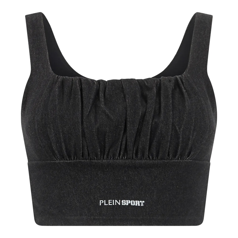 Plein Sport Top Top Denim Touch Ps schwarz