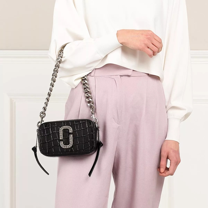 Marc Jacobs Black 'The Croc-Embossed Snapshot' Bag