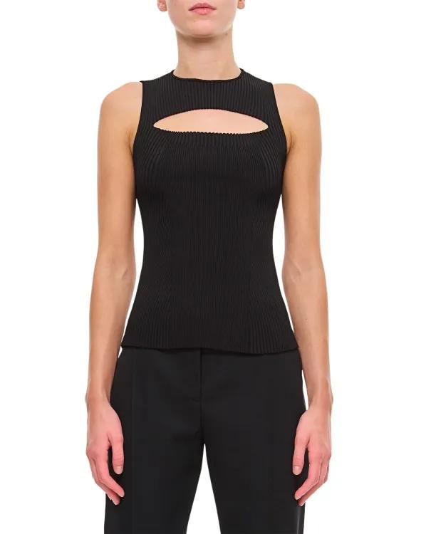 Alexander McQueen - Slashed Knit Sleeveless Top - Größe M - schwarz