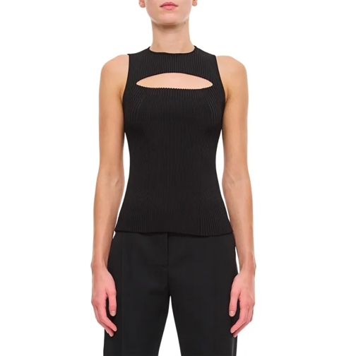 Alexander McQueen Slashed Knit Sleeveless Top Black 