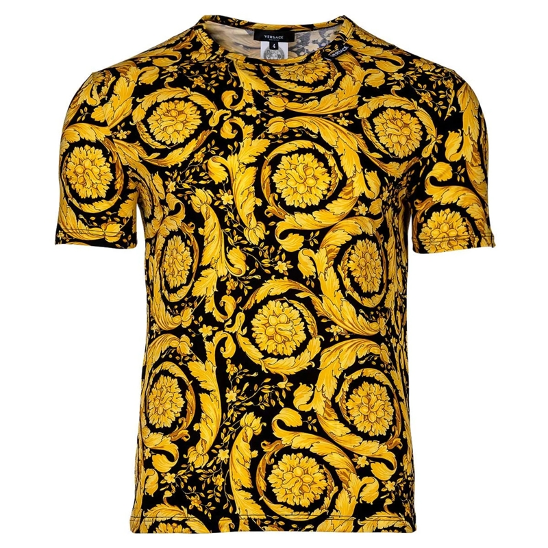 Versace Hemd UNDERWEAR T-SHIRT STRETCH ORGANIC JERSEY BAROCCO S gold
