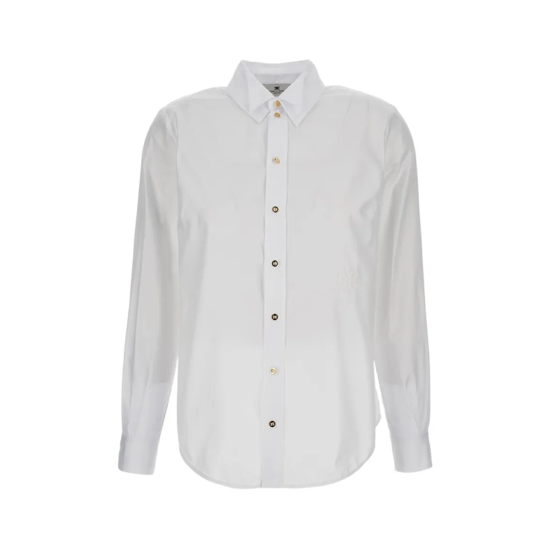 Elisabetta Franchi Hemd Oversized Logo Button-Front Shirt Neutrals