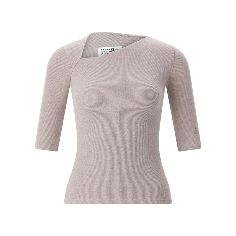 MM6 Maison Margiela 3/4-Arm-Shirt T-Shirt aus Baumwolle & Schurwolle schwarz