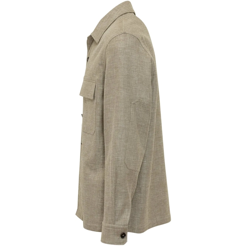 Zegna Haut décontracté Overshirt con Tasche Applicate e Bottoni taupe(Image 3)