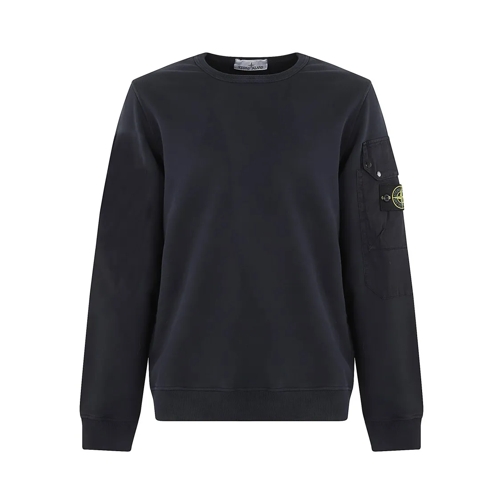 Stone Island Sweatshirts Navy Blue Cotton Jersey Sweatshirt Blue