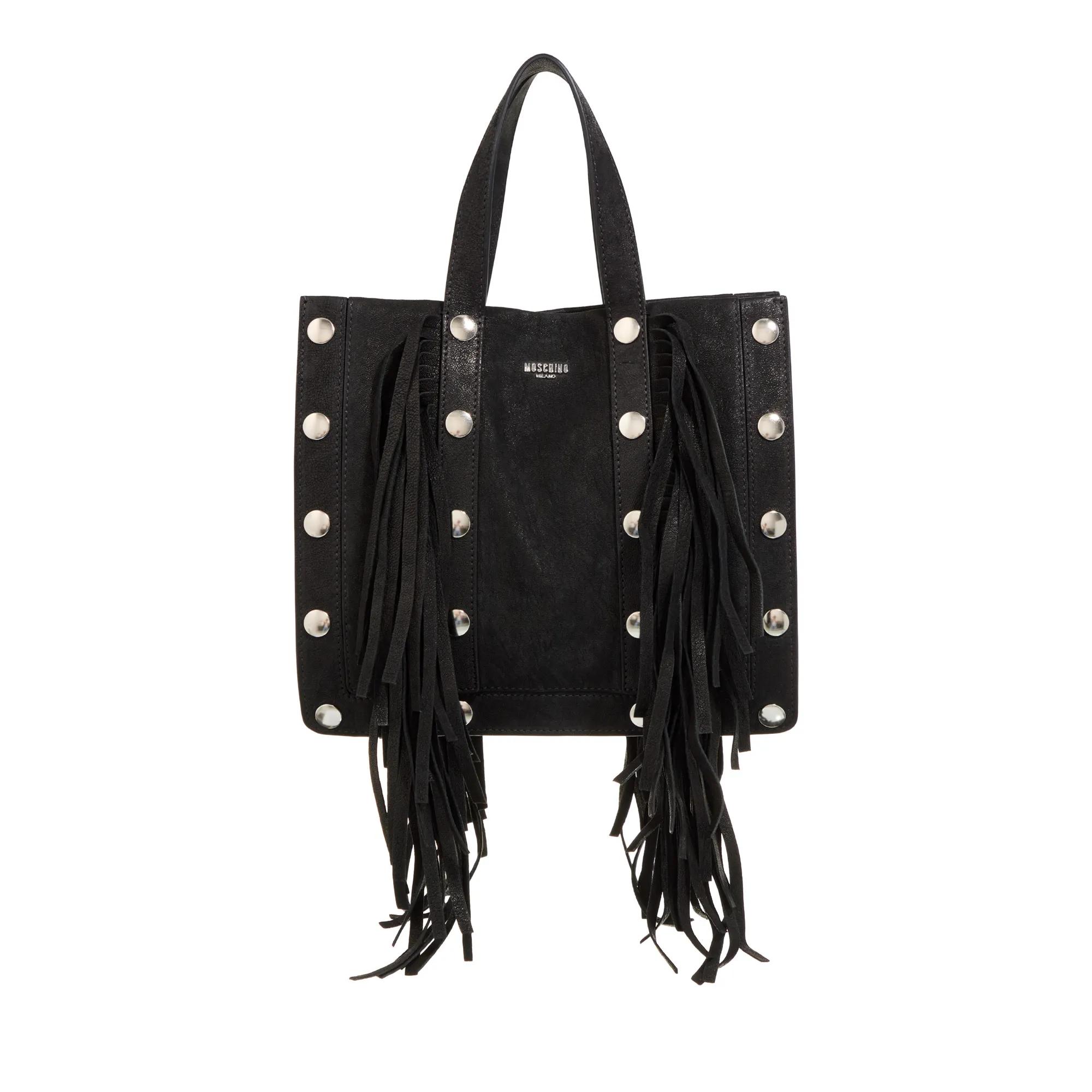Moschino Shopper & Totes - Moschino Buttons Fringes - Gr. unisize - in Schwarz - für Damen - aus Leder & Leder & Synthetische Fasern & Leder