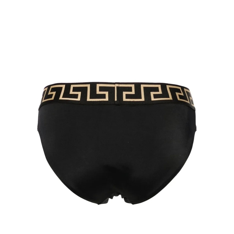 Versace  Brief Swimwear With Gold-Tone Medusa Head Motif Black