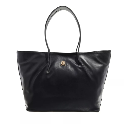 Tommy Hilfiger Crest Leather Tote Black Shopping Bag
