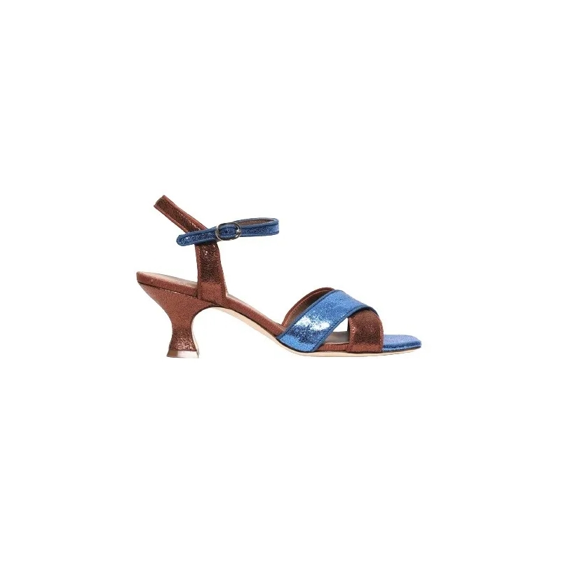 Gielle Sandalen Sandal In Bluette And Bronze Laminated Leather Blue