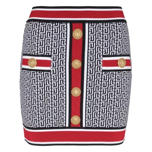 Balmain Multicolored Jacquard Monogram Mini Skirt Multicolor 