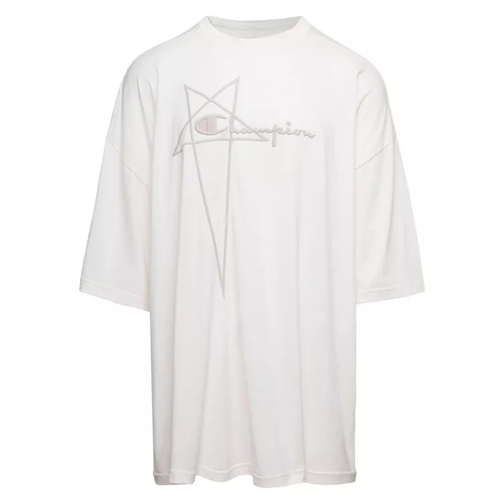 Rick Owens Tommy T' White Oversize T-Shirt With Pentagram Emb White 