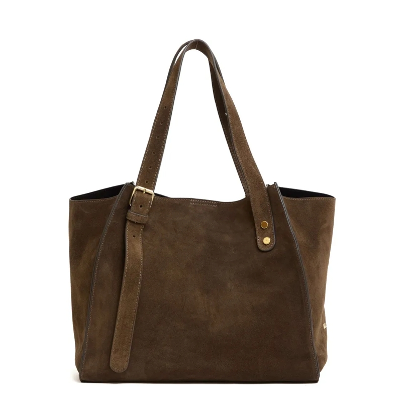 Agl Schultertasche Suede Green Handbag With Adjustable Double Handles Green