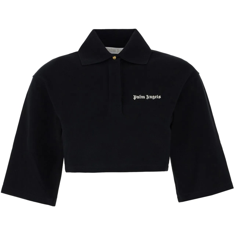 Palm Angels Poloshirt Palm Angels Black piquet polo shirt schwarz