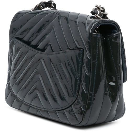 Chanel Sac à bandoulière 2015-2016 Mini Square Classic Chevron Patent Flap blau (Image 2)