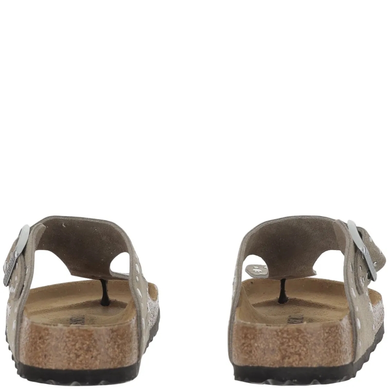 Birkenstock Loafer Gizeh Rivet Sandals In Suede Leather Brown(Image 3)
