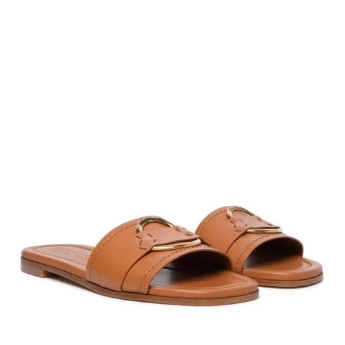 Moncler Bell' Slippers In Caramel Leather Brown Botte