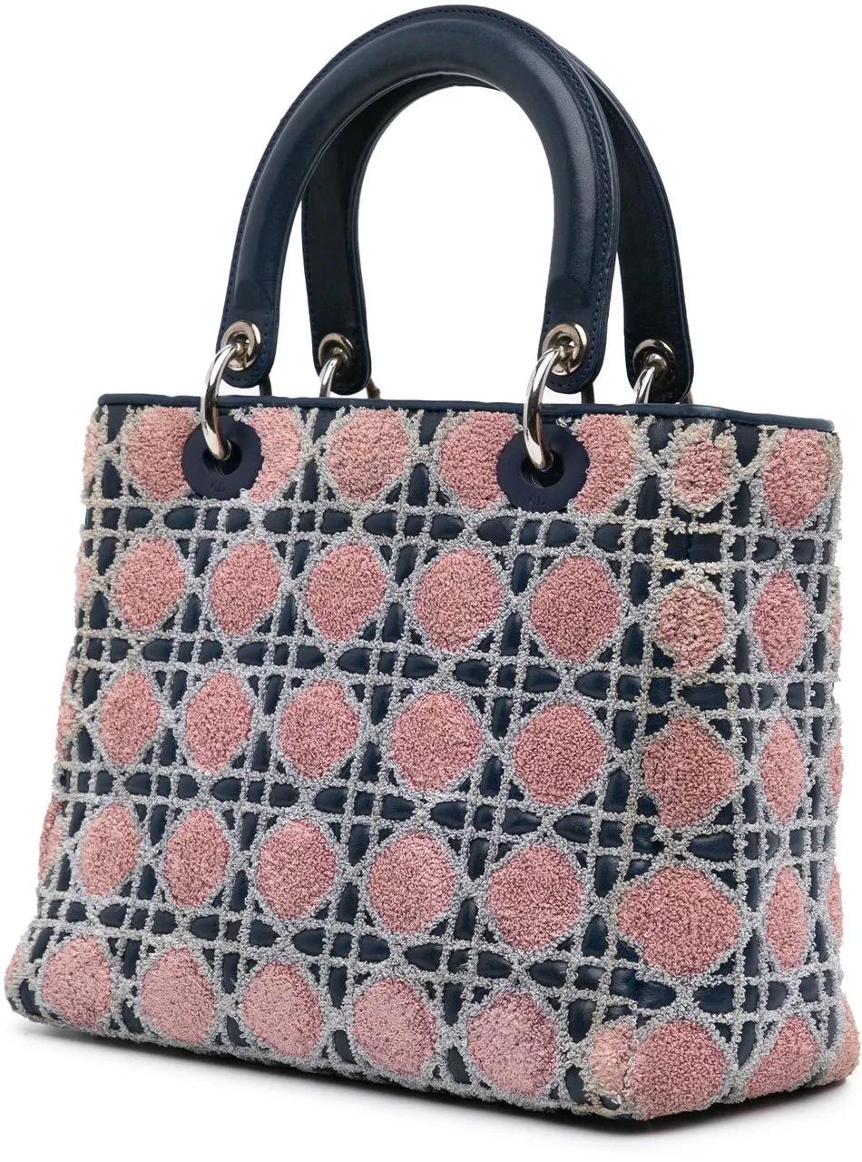Thumbnail - Christian Dior Hobo Bags - 2011 Medium Lambskin And Tweed Cannage Lady Dior - Gr. unisize - in Blau - für Damen