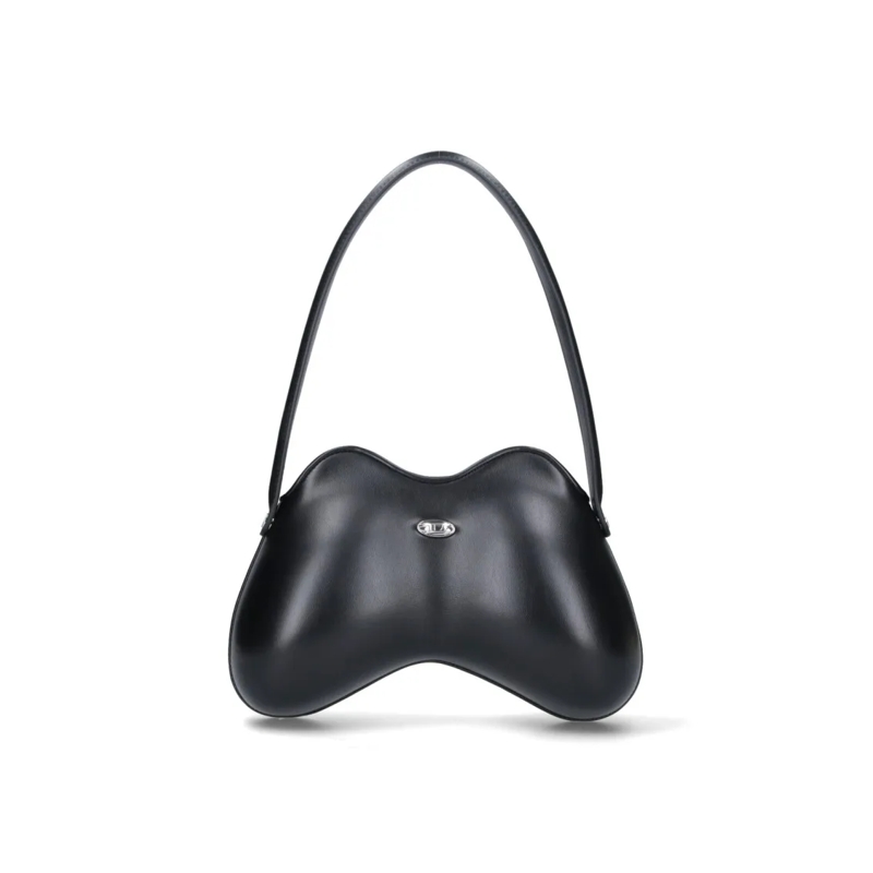 Diesel Fourre-tout Minimalist Black Tote Bag With Silver Logo Black
