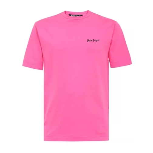 Palm Angels Cotton T-Shirt With Embroidered Logo Pink 