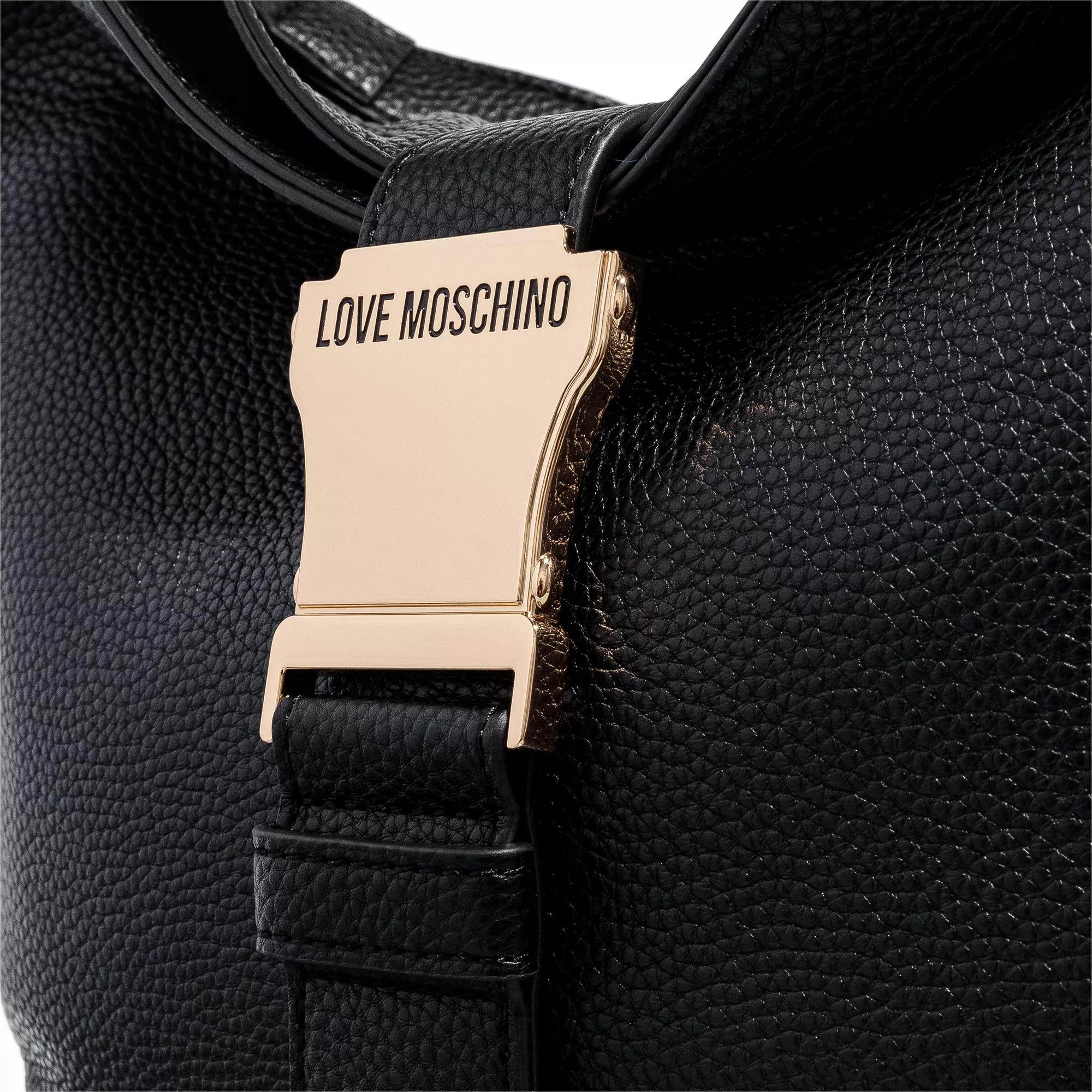 Love Moschino Hobo bags Safety Leather in zwart