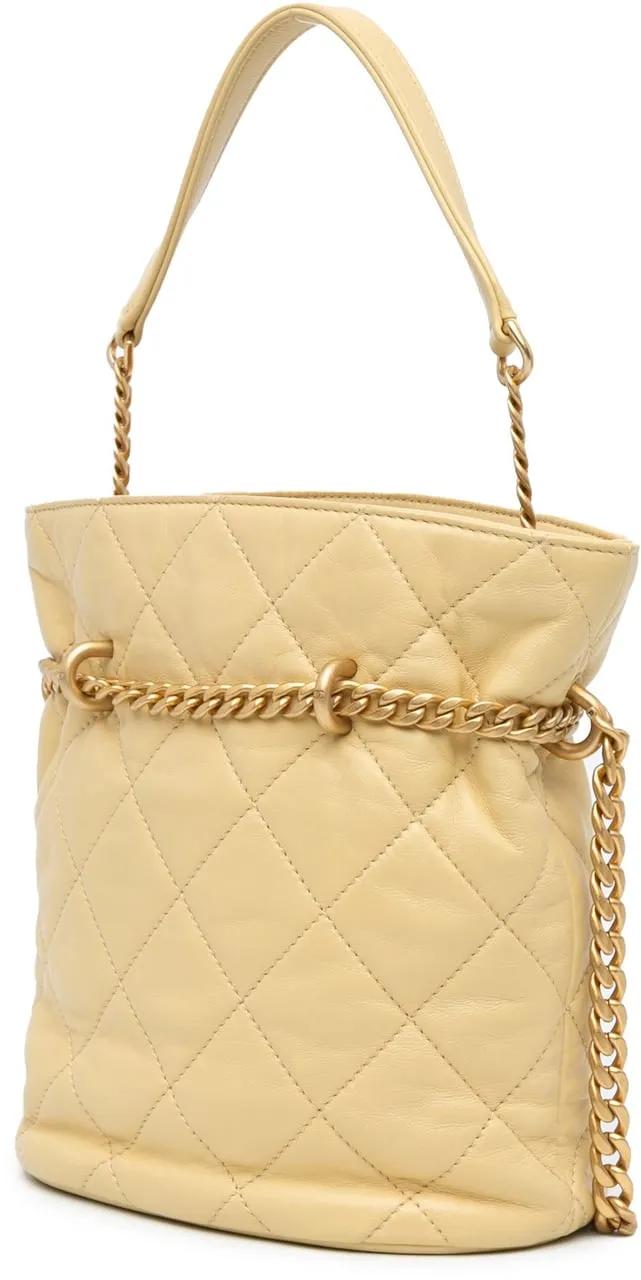 Chanel Hobo bags 2021-2024 Mini Lambskin Pending CC Bucket Bag in geel