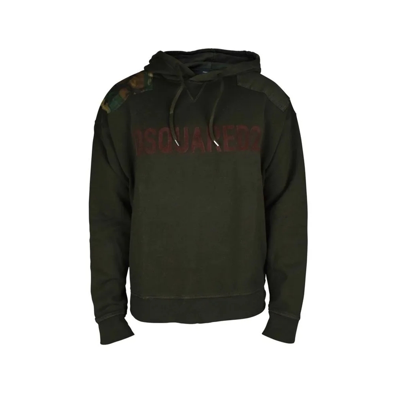 Dsquared2  Oversized Khaki Green Cotton Hoodie Black