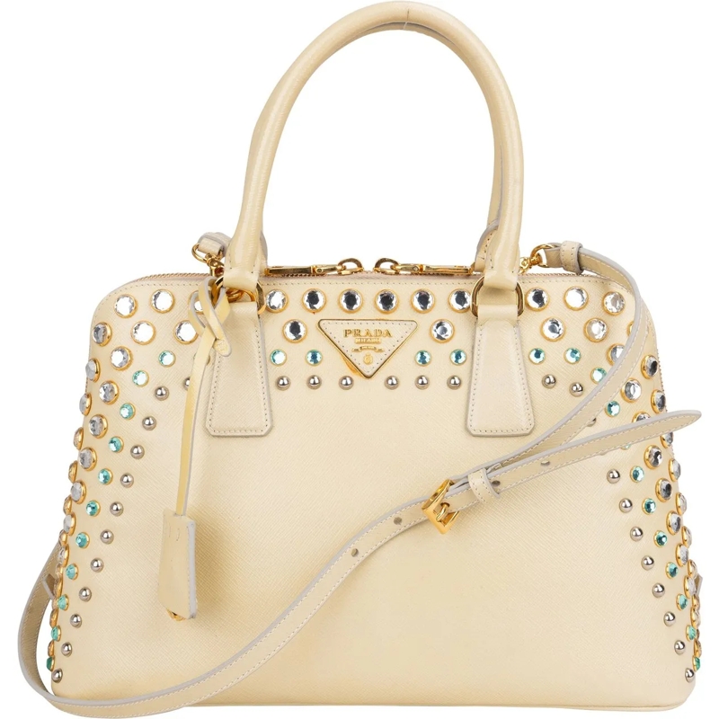 Prada Tote Prada Patent Leather Saffiano Crystal Vitello Hand gelb