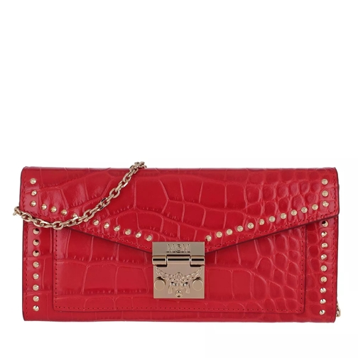 MCM Large Croco Wallet Ruby Red Wallet On A Chain