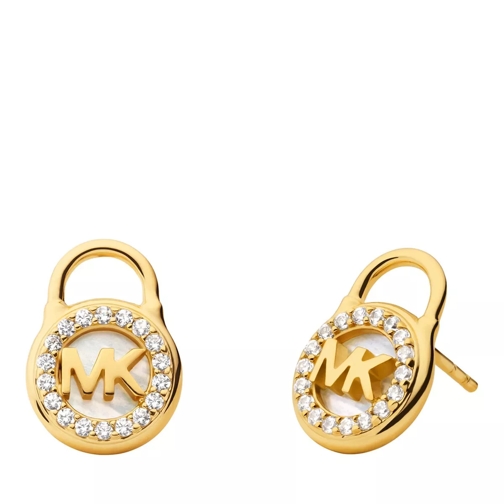 Michael Kors 14K Sterling Silver Lock Stud Earring Gold Clou d'oreille