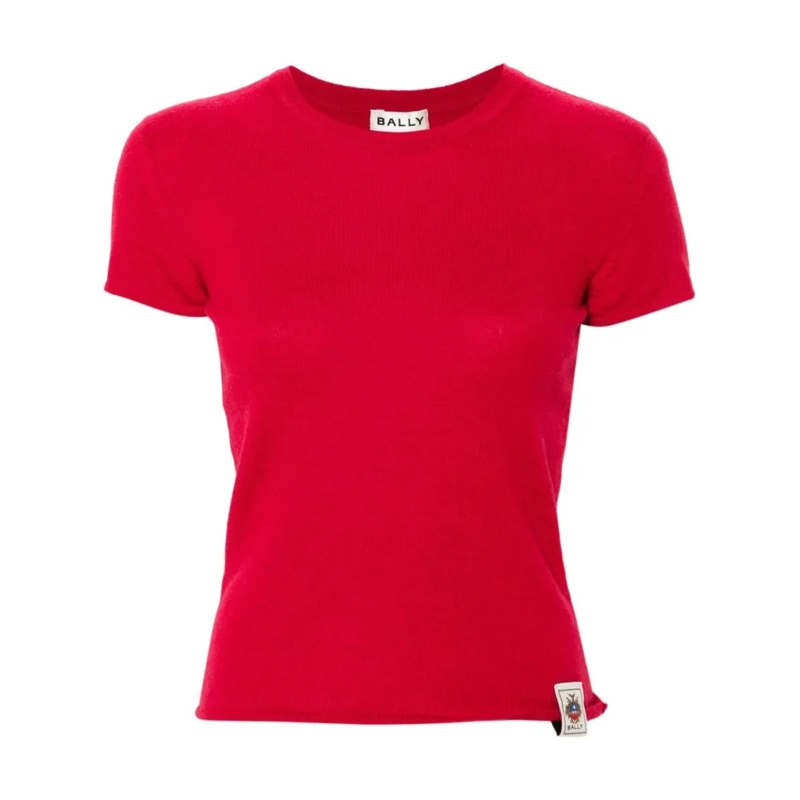 Bally T-shirt Cardinal Red Cashmere Knitted Top Red