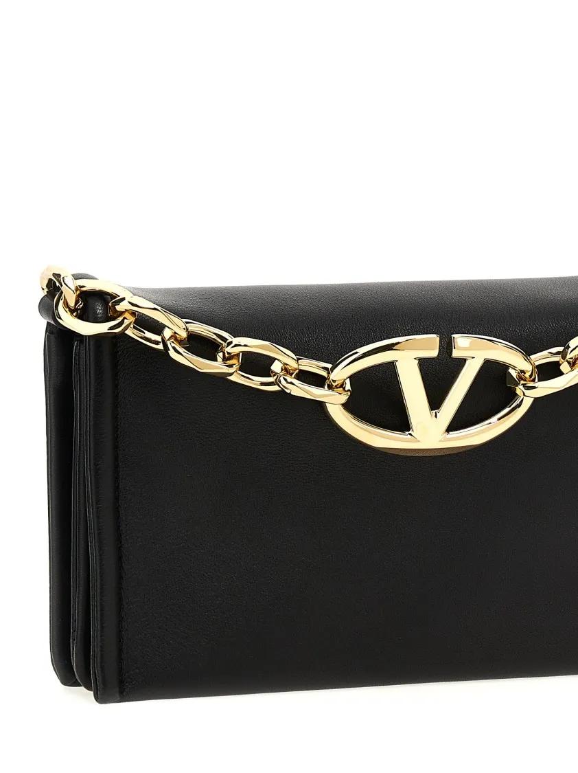 Valentino Garavani Clutches 'Vlogo Chain' Clutch Bag in zwart