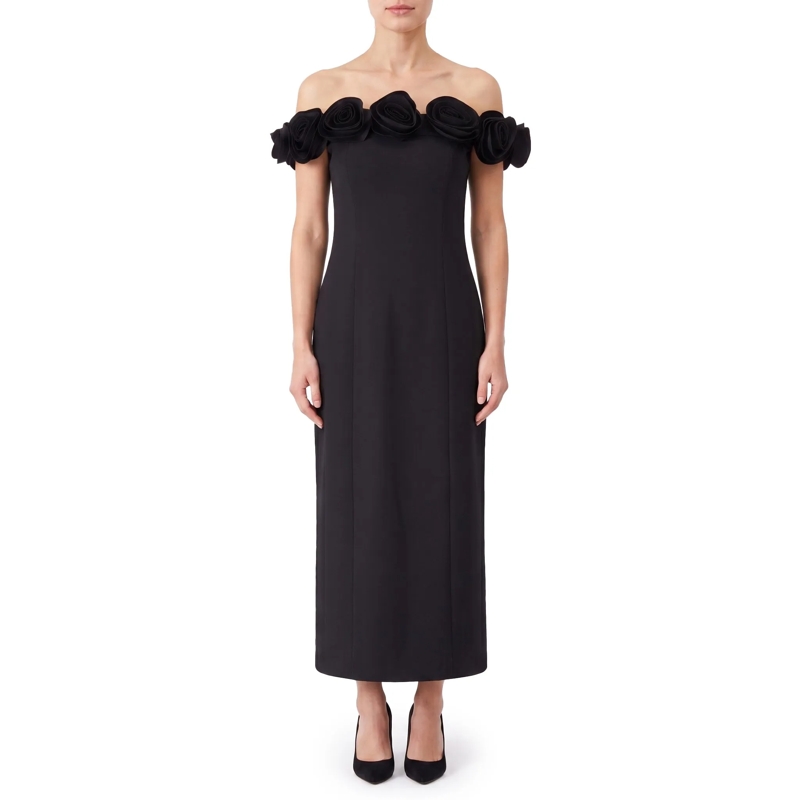 Rotate Maxikleid Midi Kleid aus Krepp schwarz(Image 2)