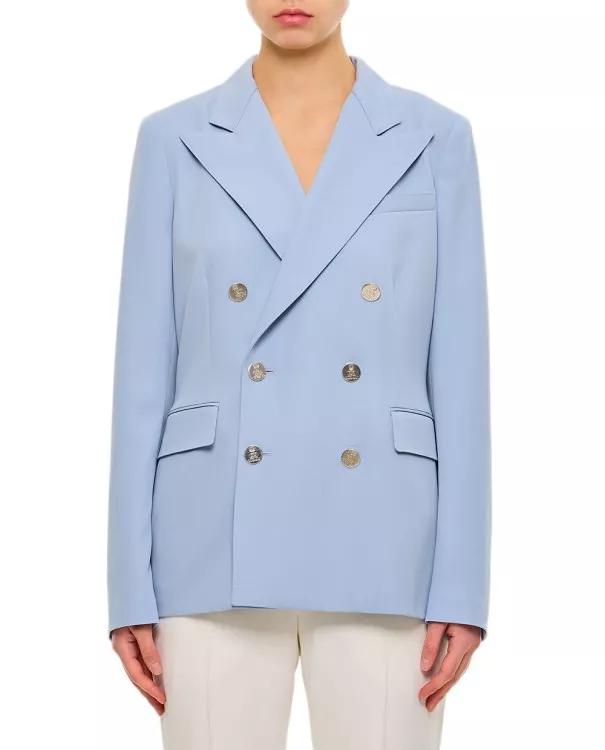 Ralph Lauren - Camden Wool Gabardine Double-Breasted Jacket - Größe 6 - blue