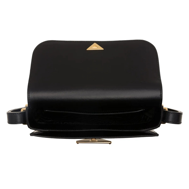 Prada Embleme Smooth Leather Shoulder Bag Black Schultertasche