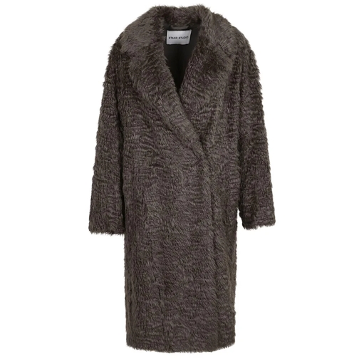 Stand Studio  Gray Faux Fur Coat Grey