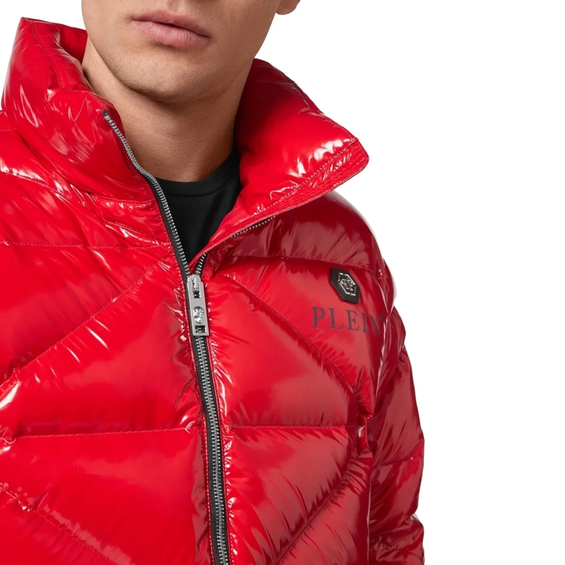 Philipp Plein Lederjacke Jacke Hexagon rot(Image 4)