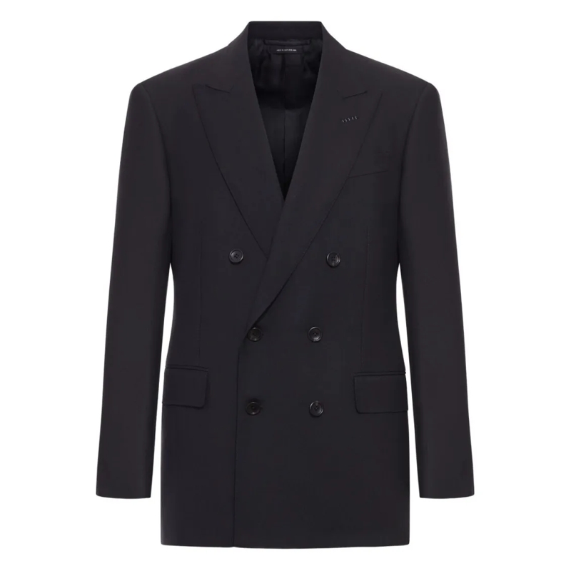 Tom Ford Blazer Double-Breasted Wool Blazer With Peak Lapel Black