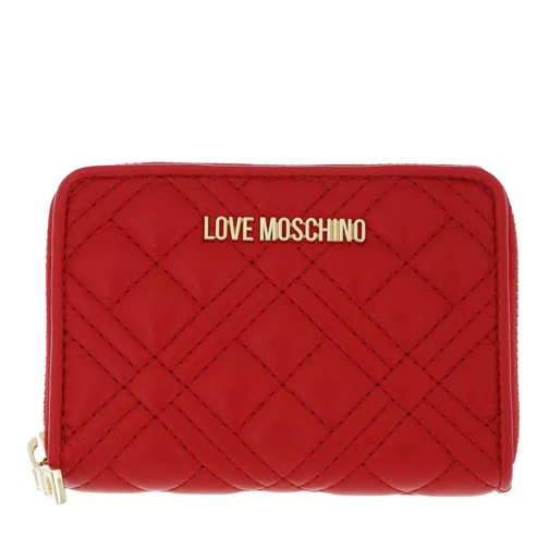 Love Moschino Portafogli Quilted Pu Rosso Portemonnaie mit Zip-Around-Reißverschluss