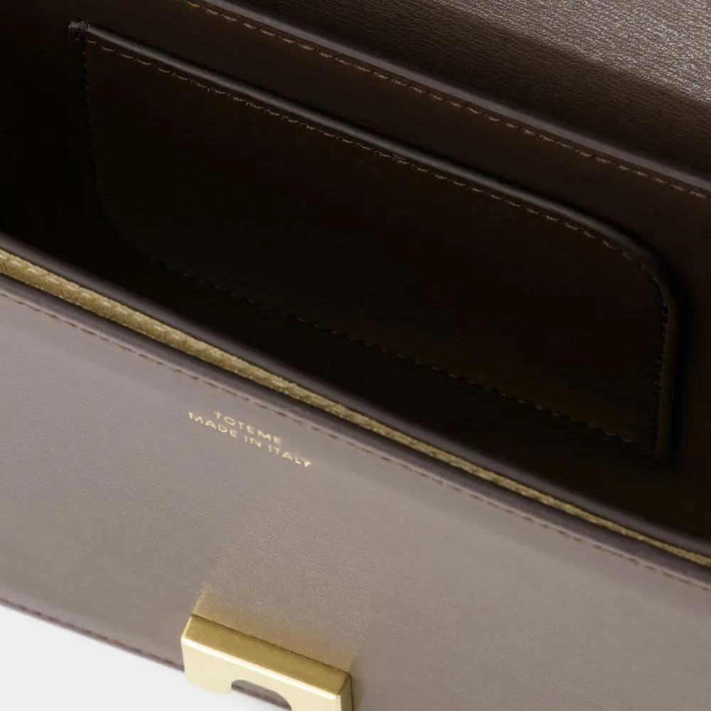 TOTEME Shoppers & Totes Mini T-Flap Bag Leather Brown in bruin