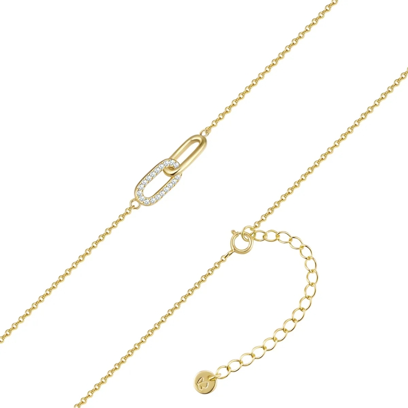 Glanzstücke München Mittellange Halskette Sterling Silber Halskette Zirkonia gold(Image 3)