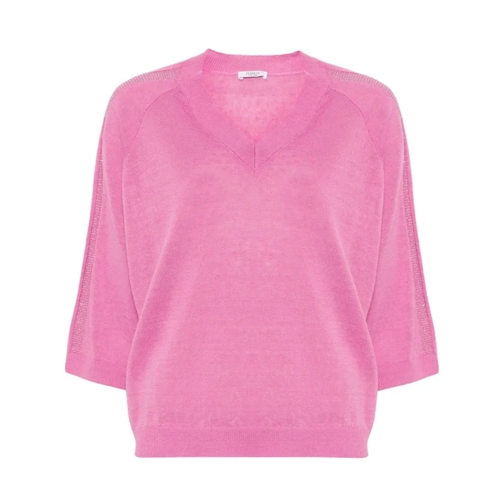 Peserico Pullover Beaded Fine-Knit Knitwear Top Pink