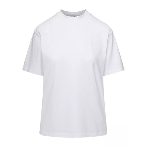 Off-White White Crewneck T-Shirt With Tonal Logo And Diag Pr White 