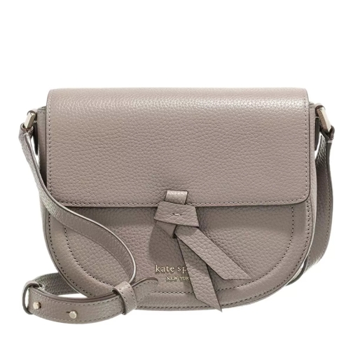 Kate Spade New York Knott Pebbled Leather Medium Saddle Bag Mineral Grey Crossbody Bag